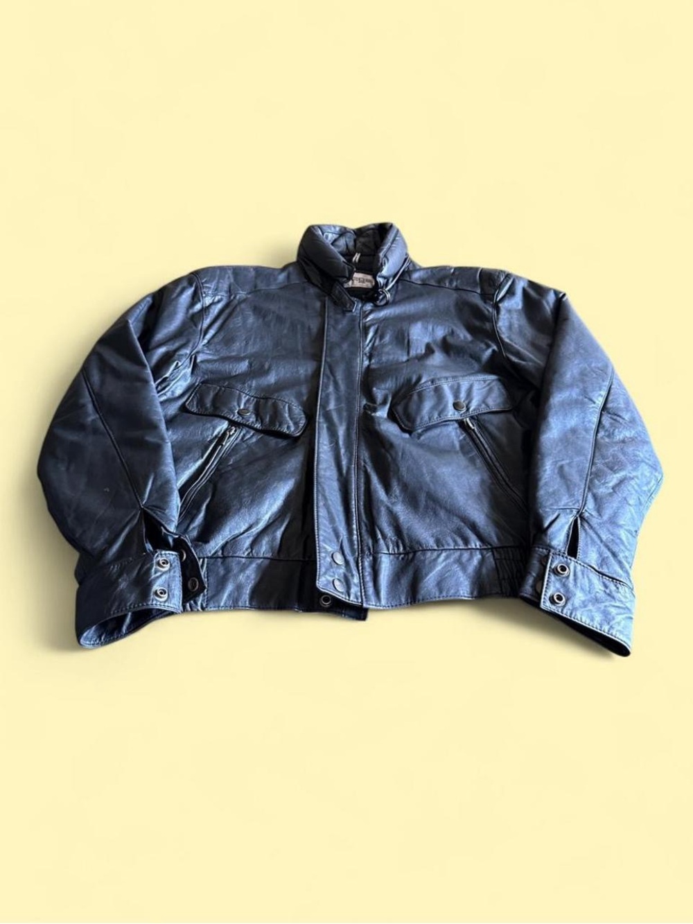 Vintage 80s Rage Black Leather Bomber Jacket Men’s Size 44 / L